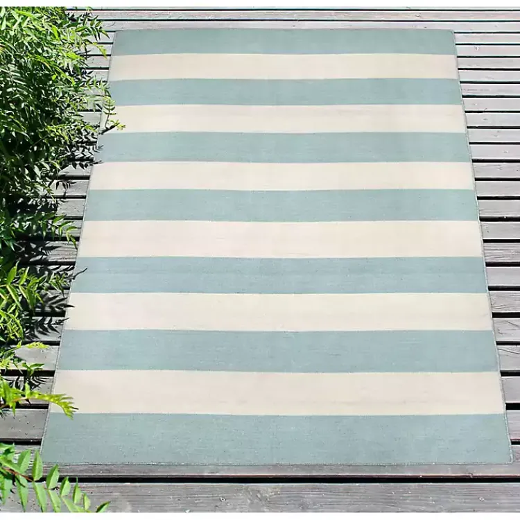 Kirklands Home Blue Cabana Stripe Indoor/Outdoor Area Rug, 7x9 Hot