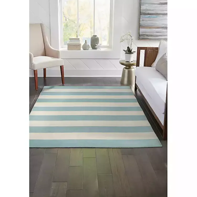 Kirklands Home Blue Cabana Stripe Indoor/Outdoor Area Rug, 7x9 Hot
