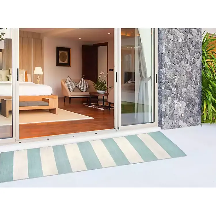 Kirklands Home Blue Cabana Stripe Indoor/Outdoor Runner, 2x8 Online