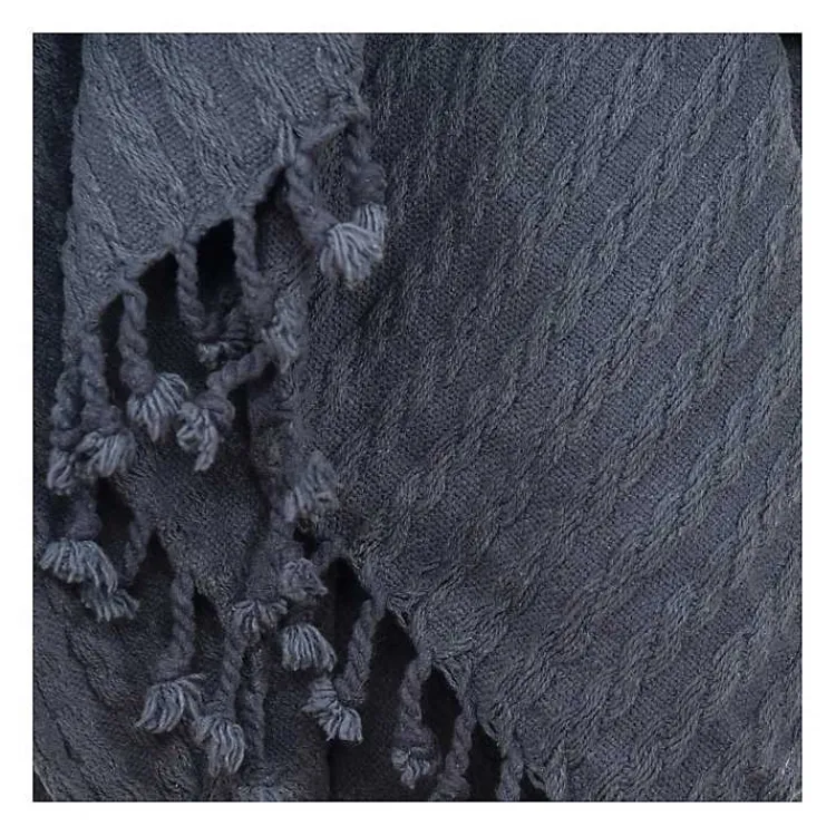 Blankets & Throws>Kirklands Home Cable Knit Tassel Throw Blue