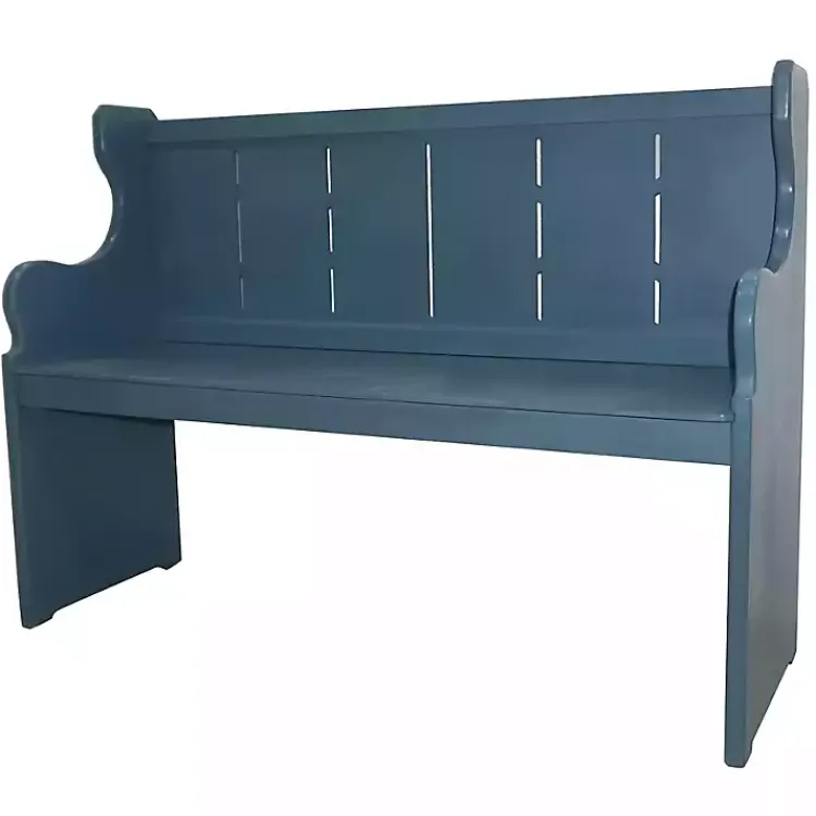 Kirklands Home Carved Wood Pew Bench Blue Hot