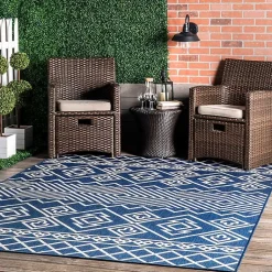 Kirklands Home Blue Cassie Global Outdoor Area Rug, 5x8