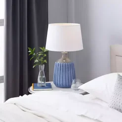 Kirklands Home Blue Ceramic Breeze Table Lamp White Hot