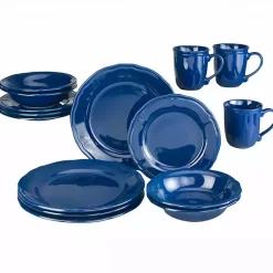 Kirklands Home Ceramic Soft Scallop 16-pc. Dinnerware Set Blue New