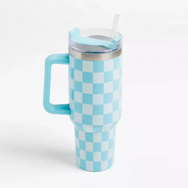 Kirklands Home Checkered Otto 40 oz. Insulated Tumbler Blue Online