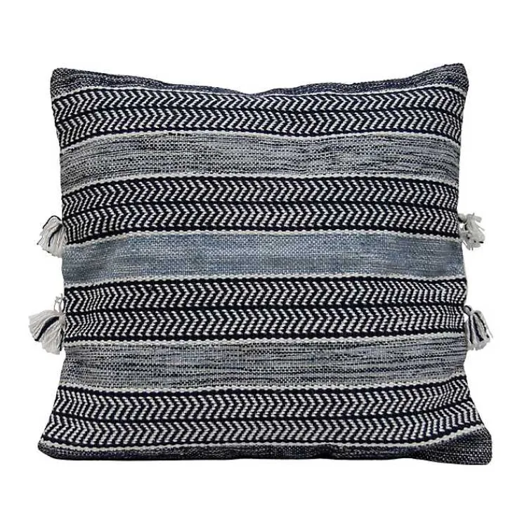 Kirklands Home Chevron Woven Outdoor Pillow Blue Discount