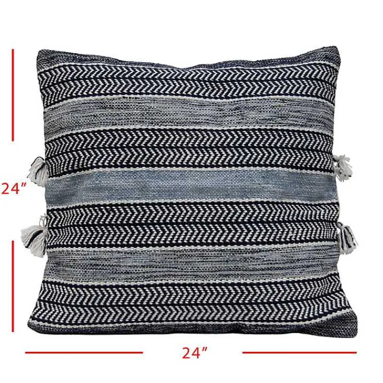 Kirklands Home Chevron Woven Outdoor Pillow Blue Discount