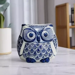 Statues & Figurines>Kirklands Home Blue Chinoiserie Owl Figurine