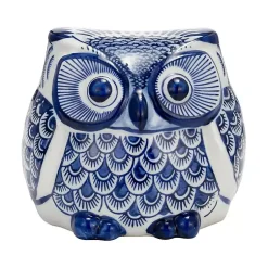 Statues & Figurines>Kirklands Home Blue Chinoiserie Owl Figurine
