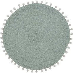 Kirklands Home Circular Pom Pom Placemats, Set of 4 Blue