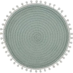 Kirklands Home Circular Pom Pom Placemats, Set of 4 Blue
