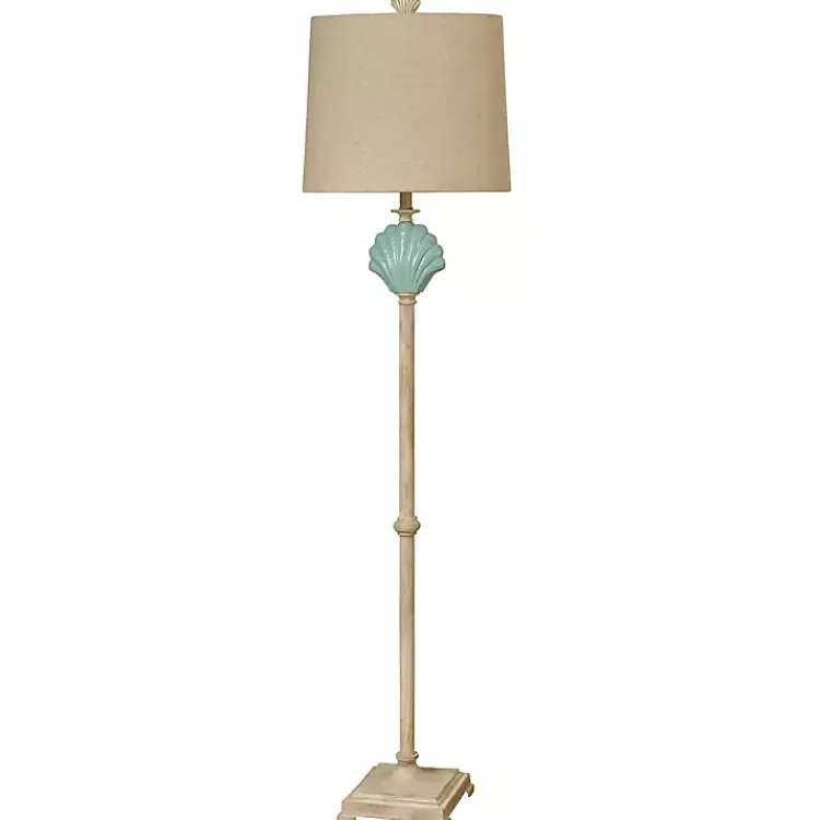 Kirklands Home Blue Clamshell Gili Floor Lamp Tan Hot
