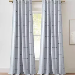 Kirklands Home Clipped Stripe Curtain Panel Set, 84 in. Blue Best