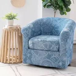 Kirklands Home Coastal Bonnie Swivel Accent Chair Blue Clearance