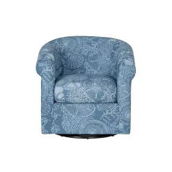 Kirklands Home Coastal Bonnie Swivel Accent Chair Blue Clearance