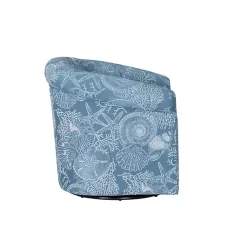 Kirklands Home Coastal Bonnie Swivel Accent Chair Blue Clearance