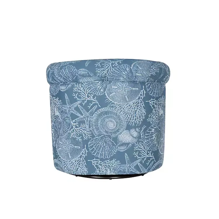 Kirklands Home Coastal Bonnie Swivel Accent Chair Blue Clearance