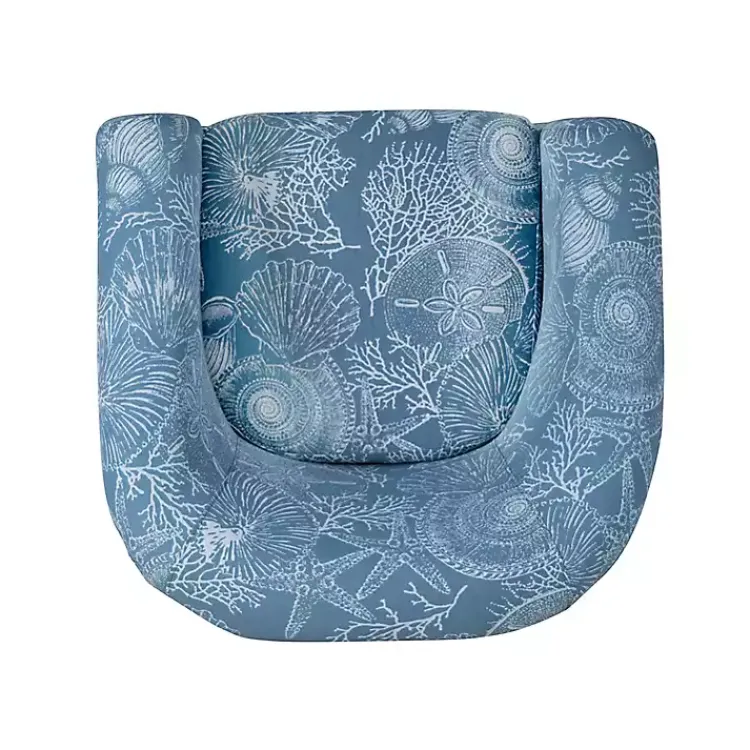 Kirklands Home Coastal Bonnie Swivel Accent Chair Blue Clearance