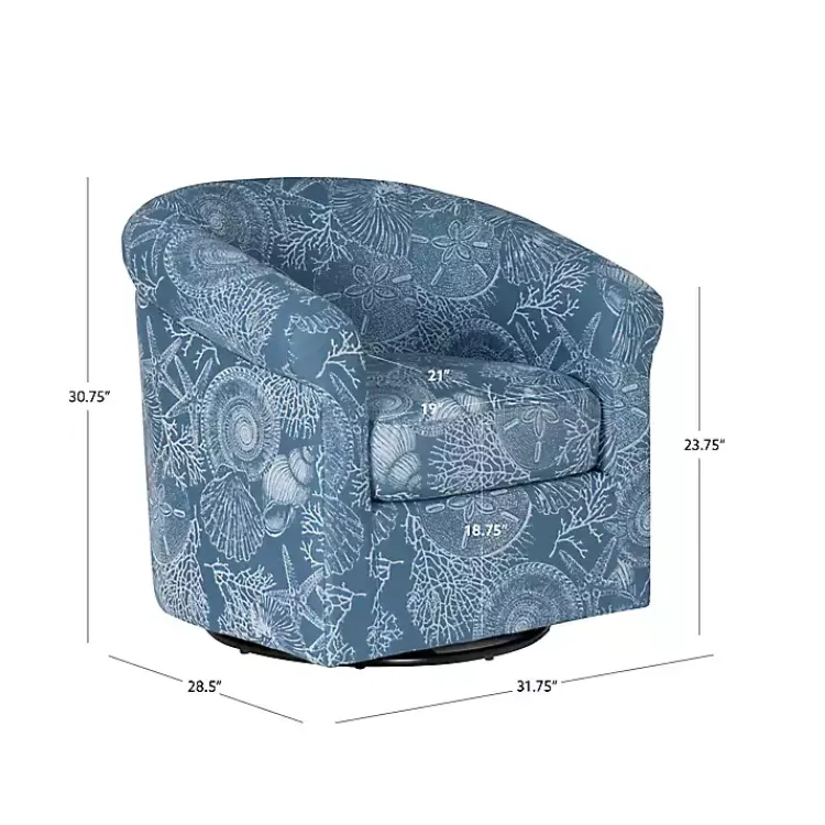 Kirklands Home Coastal Bonnie Swivel Accent Chair Blue Clearance