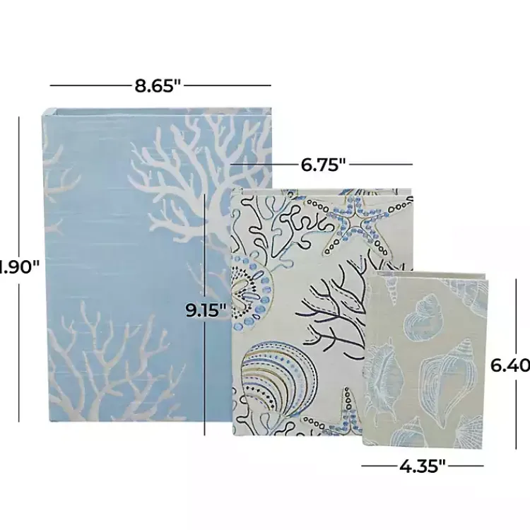 Baskets & Boxes>Kirklands Home Blue Coastal Canvas Book Boxes, Set of 3