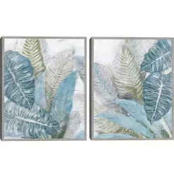 Kirklands Home Blue Coastal Leaves I & II Canvas Prints, Set of 2