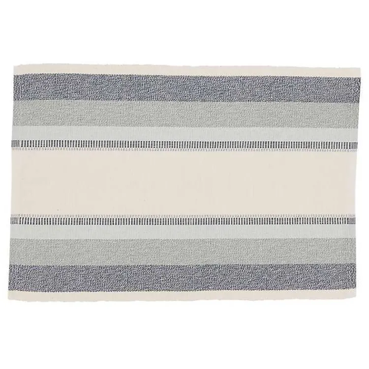 Kirklands Home Blue Coastal Ribbed Striped Placemats, Set of 4 Sale