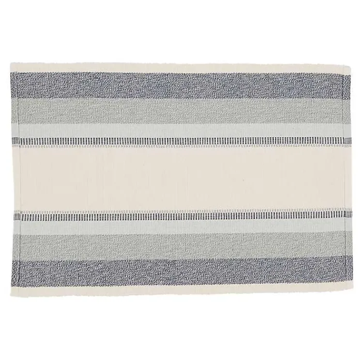 Kirklands Home Blue Coastal Ribbed Striped Placemats, Set of 4 Sale