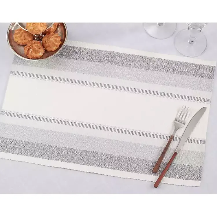 Kirklands Home Blue Coastal Ribbed Striped Placemats, Set of 4 Sale
