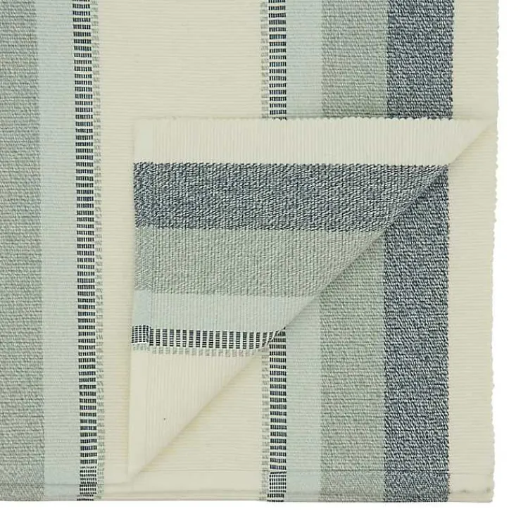 Kirklands Home Coastal Ribbed Striped Table Runner Blue Sale