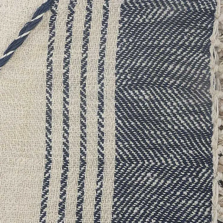 Blankets & Throws>Kirklands Home Cotton Diamond Geometric Fringe Throw Blue