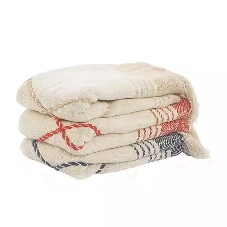 Blankets & Throws>Kirklands Home Cotton Diamond Geometric Fringe Throw Blue