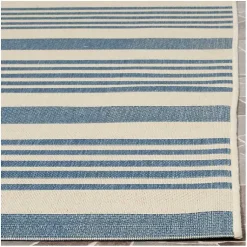 Kirklands Home Courcy Transitional Outdoor Accent Rug Blue Hot