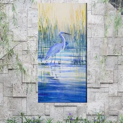 Kirklands Home Blue Crane Outdoor Canvas Art Print, 24x48 in. Hot