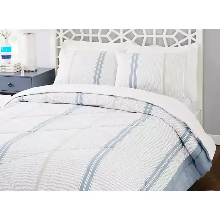 Kirklands Home Cream Mason King 3-pc. Comforter Set Blue Outlet