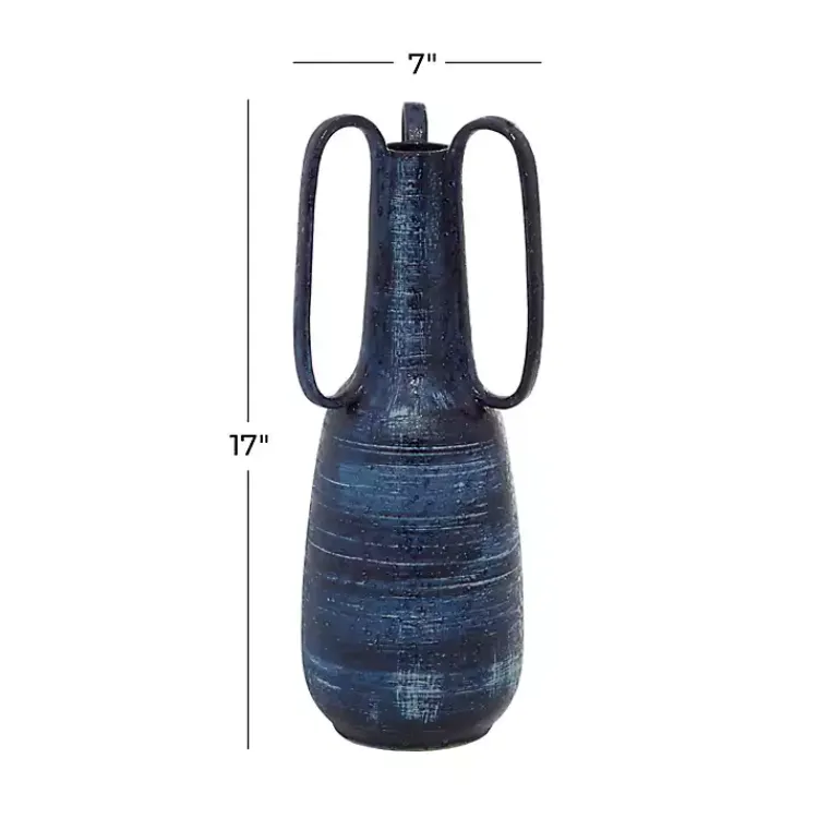 Vases>Kirklands Home Crosshatch Triple Handle Ceramic Vase, 17 in. Blue