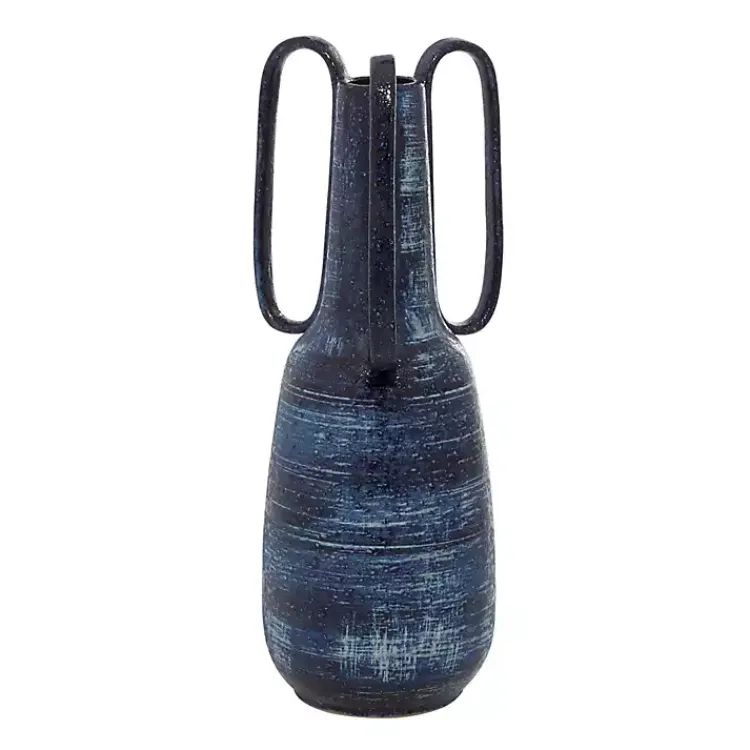 Vases>Kirklands Home Crosshatch Triple Handle Ceramic Vase, 17 in. Blue