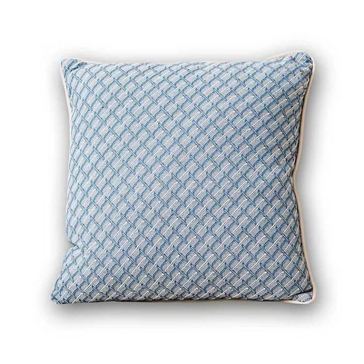 Pillows>Kirklands Home Cross-stitch Woven Pillow Blue