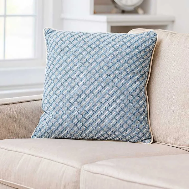 Pillows>Kirklands Home Cross-stitch Woven Pillow Blue
