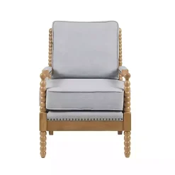 Kirklands Home Cushion Beaded Wood Frame Accent Chair Blue Sale