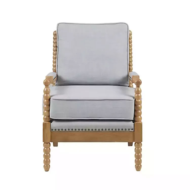 Kirklands Home Cushion Beaded Wood Frame Accent Chair Blue Sale