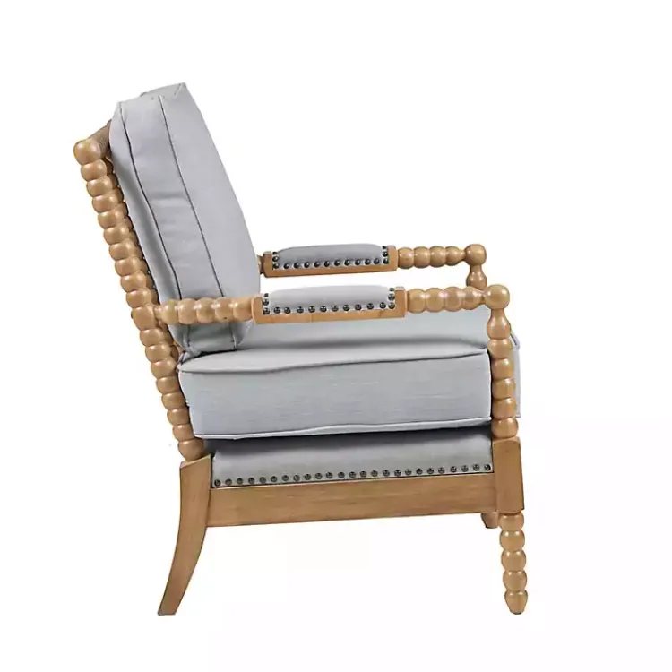 Kirklands Home Cushion Beaded Wood Frame Accent Chair Blue Sale