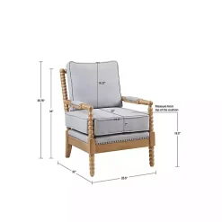 Kirklands Home Cushion Beaded Wood Frame Accent Chair Blue Sale