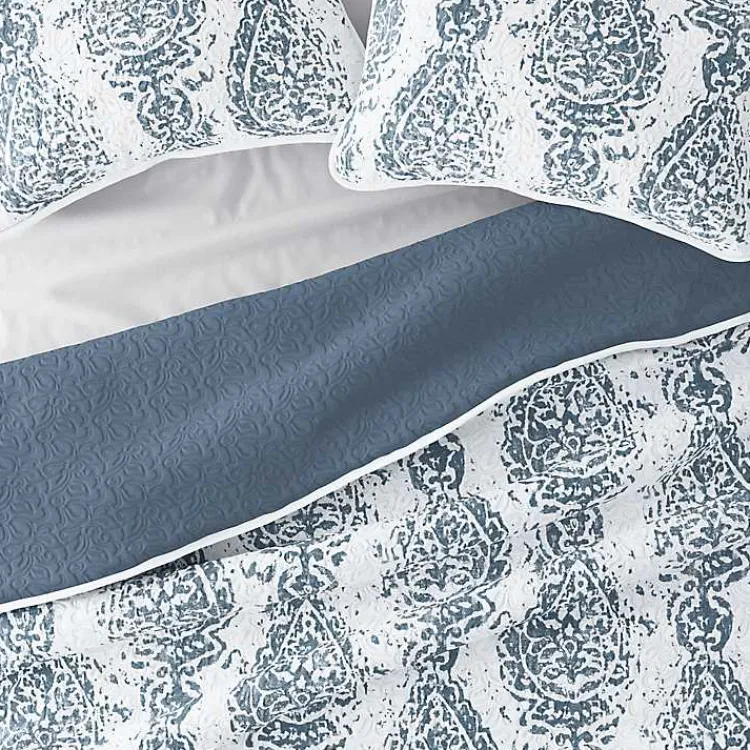 Kirklands Home Blue Damask Reversible 3-pc. Queen Quilt Set Hot