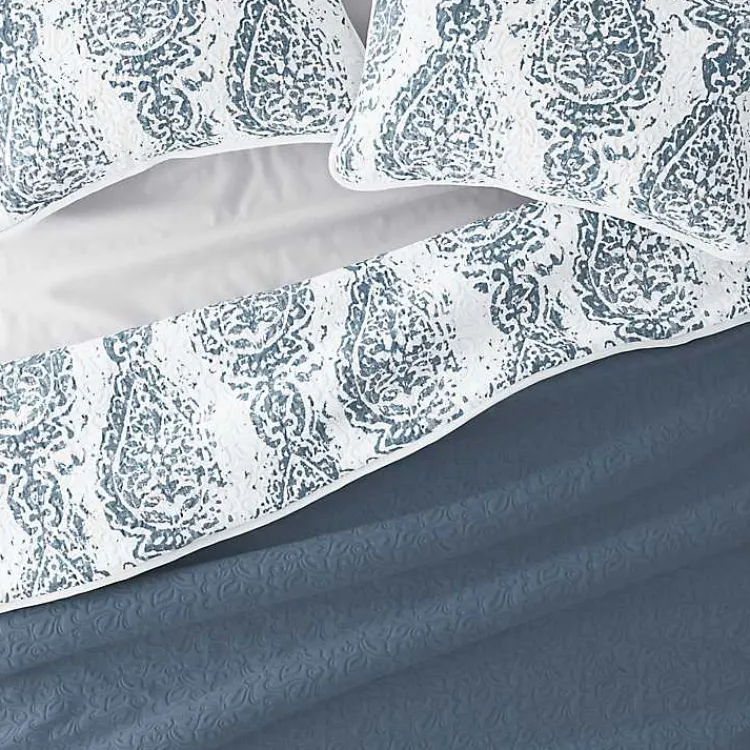 Kirklands Home Blue Damask Reversible 3-pc. Queen Quilt Set Hot