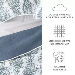 Kirklands Home Blue Damask Reversible 3-pc. King Quilt Set