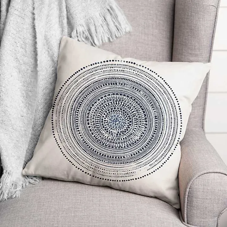 Kirklands Home Blue Dash Circle Pattern Outdoor Pillow Online