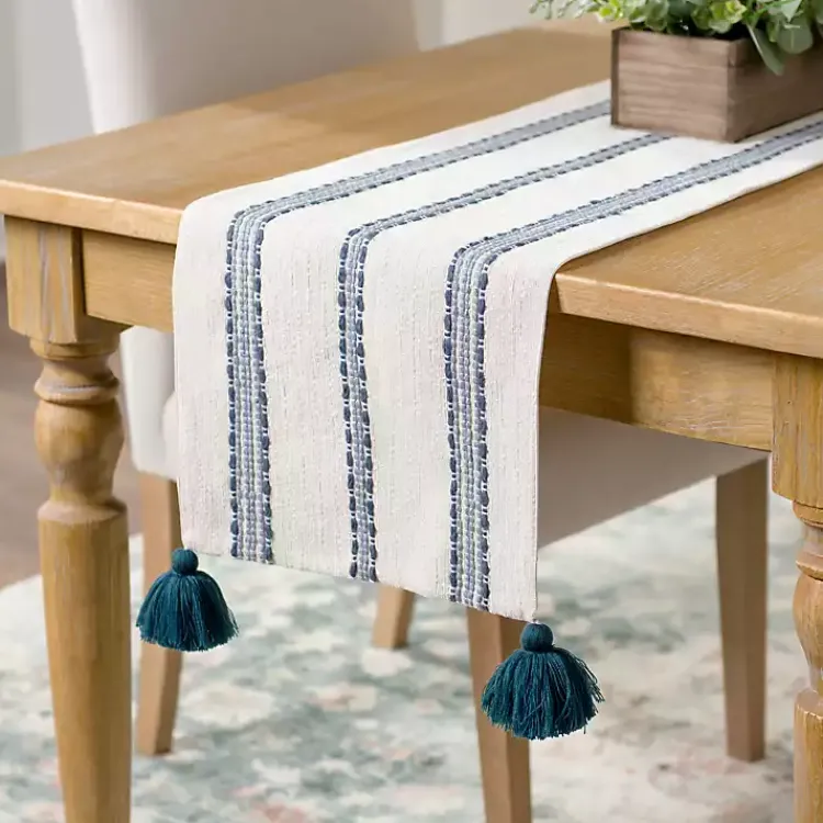 Kirklands Home Blue Dashes Table Runner Discount