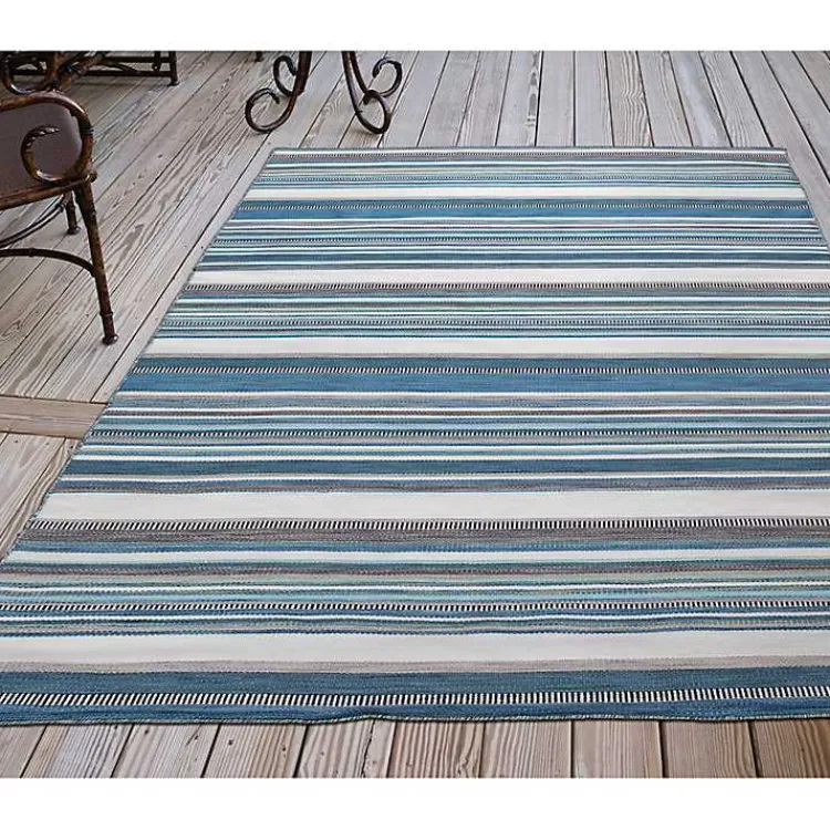 Kirklands Home Dhurri Stripe Indoor/Outdoor Area Rug, 7x9 Blue