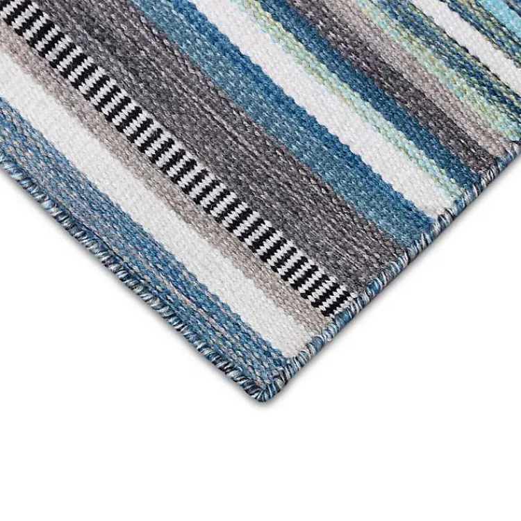 Kirklands Home Dhurri Stripe Indoor/Outdoor Area Rug, 7x9 Blue