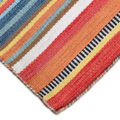 Kirklands Home Blue Dhurri Stripe Indoor/Outdoor Area Rug, 7x9 Clearance